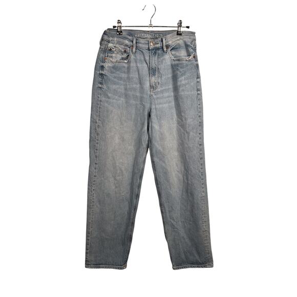 American Eagle Outfitters Denim - American Eagle Jeans Womens 10 Blue Strigid High Rise Baggy Straight Distressed